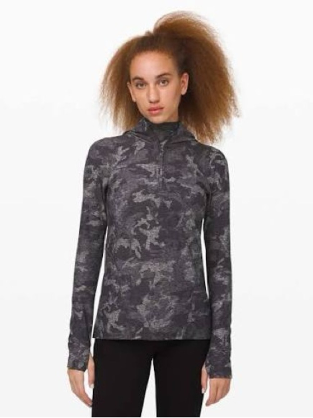 Lululemon Warm Stabilizer 1/2 Zip Hoodie
Incognito Camo HTR Black
